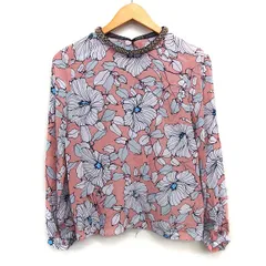 ジルスチュアート JILL STUART タグ付き カットソー ブラウス 花柄 ビーズ装飾 長袖 丸首 シルク 絹 M ダスティピンク /HT13のサムネイル
