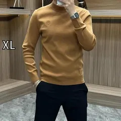 [XL]春 コーデ メンズ 用 服 シンプル ファッション オシャレ 大人 かっこいい 大きいサイズ ストリート 紳士服 ミッド カラー スウェット シャツ スリムフィット インナー ニット 長袖 T シャツ 