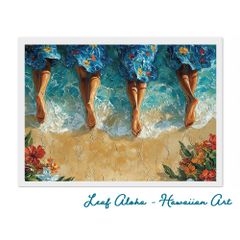 ハワイアンアート 額付き A4｜フラの鼓動、海へと響け No.38 Leaf Aloha
