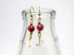 ハンドメイドAnthropologie フレンチフック ピンクストーン - メルカリ