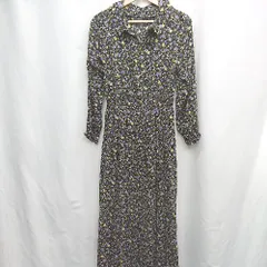 ◇ ⊂ マジェスティックレゴン 花柄 長袖 ロング ワンピース サイズM ブラック系 レディース E  【1505220004603】