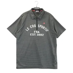 サイズ：L LE COQ GOLF ルコックゴルフ  ハーフジップ 半袖ポロシャツ ボーダー柄 グレー系 [240101536497] ゴルフウェア メンズ ストスト