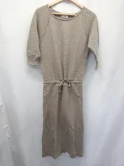 ◇ ⊆ ビューティアンドユース コットン100％ 長袖 ロング丈 ワンピース サイズ表記なし グレージュ系 レディース E  【1507160000752】