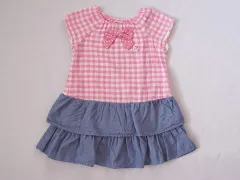 ミキハウス miki house mikihouse アウトレット 子供服 女の子 100cm 半袖 ワンピース ピンク チェック 水色 ウサコちゃん 春 夏 ★3 ガールズ 女児 キッズ 【中古】 ユーズド リサイクル こども