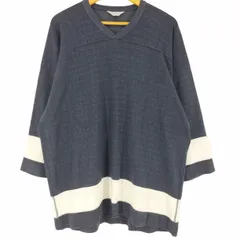 アンユーズド UNUSED US1117/NAVY×WHITE Vネックカットソー ホッケーシャツ メンズ JPN：1 のサムネイル