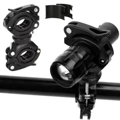 【最短発送】ヘッドライトブラケット バイク 直径1.8cm-3.8cmライト対応 円形懐中電灯専用 固定ブラケット サイズ調整可能 クランプホルダー 360度回転 懐中電灯ホルダー ライトホルダー 操作簡単（黒） 自転車 YACHUN