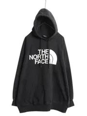 【お得なクーポン配布中!】 ノースフェイス プリント スウェット フード パーカー レディース 2XL アウトドア トレーナー プルオーバー 裏起毛 ブラック 大きいサイズ
