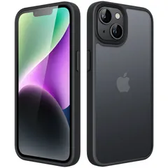 【数量限定】iPhone 14 Plus マットケース 6.7インチ用 耐衝撃性ミリタリーグレードの落下防止 つや消しの半透明の背面電話カバー JEDirect 指紋防止 ブラック (ブラック)