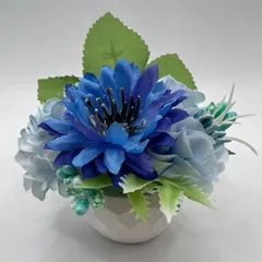 石膏花器　ミニフラワーアレンジメント　ブルー