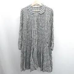 ◇ ⊇ as know as de base アズ ノゥ アズ ギンガムチェック 長袖 膝丈 ワンピース 表記なし ブラック マルチ レディース E  【1505290036160】