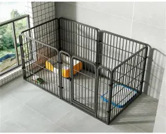 【在庫セール】室内 DIY 屋外 置くだけ 柵 ドア付き 自立 ケージ 小型犬 サークルケージ セットドア付 6枚 高さ60cm ペットフェンス 接続式 簡単組み立て 工具不要 犬 ダブルロック ペットケージ 犬用 ペットサークル 広げる レイアウト自由 12