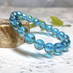 【E12476】10㎜＊アクアオーラ水晶＊ブレスレット＊天然石＊