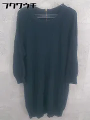 ◇ nano universe The 1st. Floor コットン ニット 長袖 膝丈 ワンピース サイズF ネイビー レディース 【中古】 【1002802068997】