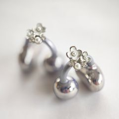 Huawei FreeClip用 イヤホンジュエリー /  白い小花 イヤホンアクセサリー