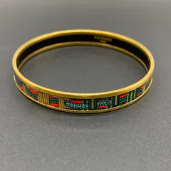 エルメス エマイユPM 七宝焼き リボン柄 バングル ブレスレット ゴールド HERMES エルメス エマイユPM ロゴ リボン バングル ブレスレット