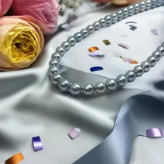 ネックレス イヤリングセット グレーパールセット 本真珠 パール ２点セット 8-8.5mm 全長43cm 送料無料 冠婚葬祭 セレモニー フォーマル