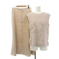 セオリーリュクス theory luxe セットアップ 上下 リネンノースリーブブラウス プルオーバー セミフレアスカート ロング 038 グレージュ /ES ■OS ■PN