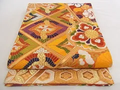 平和屋着物■六通柄袋帯　唐織　向かい鶴花文　金銀糸　正絹　逸品　A-pf6360