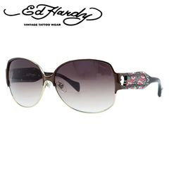【訳あり】エドハーディー サングラス EdHardy TWO ROSE ブラウンゴールド/ブラウングラデーション UVカット
