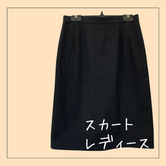 6770 ★レディース ボトムス スカート ウエスト67㎝ タイトスカート スリット BLACK 黒 USED 古着  塾 教師 営業 事務ウエア スカートのみ