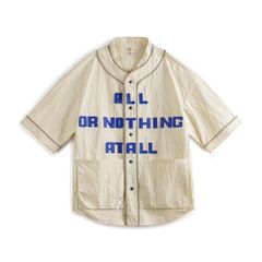 ALL OR NOTHING AT ALL ハンドメ イドパッチ ベースボールシャツ  メンズ トップス