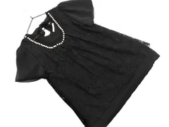 axes femme アクシーズファム レース パール ブラウス シャツ sizeM/黒 ■◆ レディース