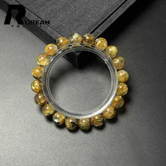 【限定1個】希少 EU製 ★ROBEAN・太陽花タイチンルチル★黄金針水晶 金運 開運 ゴールド ブレスレット パワーストーン プレゼント2 9.3-9.8mm M0916476