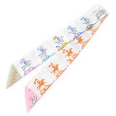 未使用品△HERMES エルメス 064150S 07 HERMES PARADE エルメスパラード シルク100％ グリ・ペルル/ ヴェール/ジョーヌ ツイリー スカーフ 箱付き フランス製 レディース