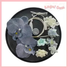 青白 胡蝶蘭髪飾り 水引 和玉 成人式 結婚式 卒業式 和装前撮り 振袖袴