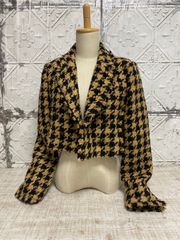 e-98 ZARA ザラ ジャケット アウター 千鳥格子 ブラウン系 ショート丈 レディース ファッション Mサイズ