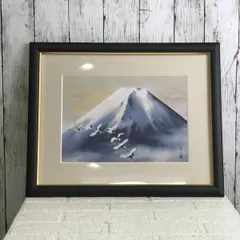 武藤翠秀作 彩色山水図 絹本掛け軸 【 山村風景画 】掛け軸 生じる