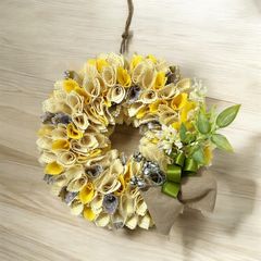 No.692 布リース　ミモザ　 ナチュラルリース　ハンドメイド