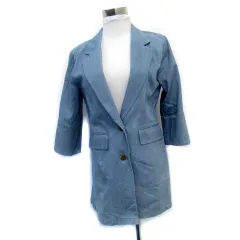 レディアゼル REDYAZEL デニムジャケット テーラードジャケット 七分袖 ミドル丈 シングルボタン S ライトブルー 水色 /MS26