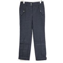 【楠本質店/元住吉】シャネル/CHANEL　05A　P26771　チェックパンツ　＃38　グレー×ブラック　ココマーク　ボタン　ウール100%　ソルド品　レディース【中古】