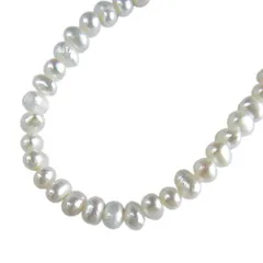 淡水パール ネックレス 42cm SV タンスイ 本真珠 バロック 一連 ジュエリー【中古】【ネコポス配送】