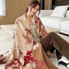 ストール 大判 レディース マフラー ロング 暖かい 厚手 花柄 おしゃれ 大判ストール 上品 ひざ掛け ネックウォーマー ブランケット プレゼント お昼寝 女性用 コーデ ギフト 通勤 通学 エアコン対策 冷房対策 敬老の日 母の日 yydz01