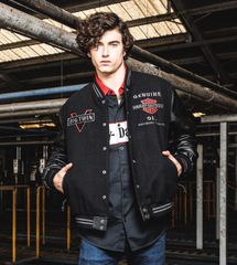 ハーレーダビッドソンCollege V-Twin Varsity Jacket Black Leather/Wool