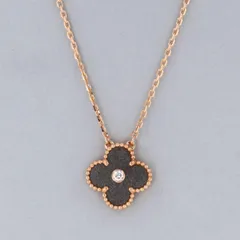 【中古】 Van Cleef&Arpels (ヴァンクリーフアンドアーペル) ヴィンテージアルハンブラ シルバーオブシディアン RG ブランドジュエリー ネックレス/ペンダント/チョーカー アルハンブラ Gray グレー K18PG/シルバーオブシのサムネイル