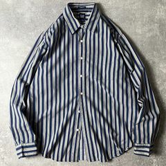 Papas パパス コットン リネン シャツ ブルー ストライプ BD M - メルカリ