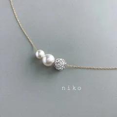 ◆ 72 ミラーボール ホワイト クリスタル パール ネックレス 45cm ◆　定番 人気 上品 シンプル アクセサリー 結婚式 卒業式 入学式 オフィス　☆シルバー変更可