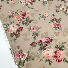 Y-1003/レア生地！こうの早苗さんオックス花柄1.5ｍベージュ/YUWA