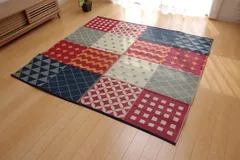 【人気商品】約174×174cm レッド ブロード 2畳 アトピー協会推奨品 (洗濯機不可) 洗える ポリプロピレンカーペット PPカーペット #2112950 カーペット ラグ イケヒコ