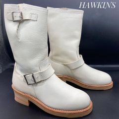 【超希少・未使用】HAWKINS ホーキンス レザーエンジニアブーツ 白 ホワイト 25cm　革靴 ブーツ カジュアル 本革 本皮 メンズ