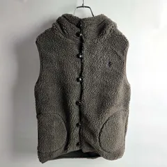 ボアフリースベスト ジムフレックス Gymphlex BOA ロゴ刺繍 フード付き 14 ブラウン ユニセックス着用可 程度良好