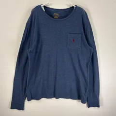 古着 ポロ・ラルフローレン POLO RALPH LAUREN 長袖Tシャツ ロゴ 刺繍 クルーネック M  ネイビー 無地 メンズ