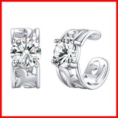 【在庫限定】イヤーカフ レディース 人気 シルバー925 イヤリング 穴なし ジルコニア 4月 ChicSilver 誕生石 唐草模様 アラベスク