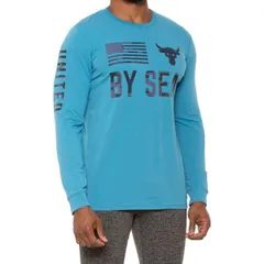 【送料無料】 アンダーアーマー メンズ シャツ トップス Under Armour Project Rock Vet Day By Sea T-Shirt - Long Sleeve Chicago Blue