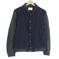 羊革◇STUDIOUS 袖革スタジャン カシミヤ混紡ウール アワードジャケット ステュディオス バイカラー メンズのサムネイル