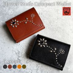 栃木レザー財布 コンパクト財布 ミニ財布 スタッズ財布 二つ折り財布 メンズ財布 wallet ウォレット 小さい財布 日本製 新品 5色展開  ［WL-001-ST17］ 送料無料
