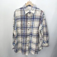 ◇ LOWRYS FARM ローリーズファーム チェック柄 長袖 シャツ サイズF ベージュ ブルー レディース E  【1406050077761】